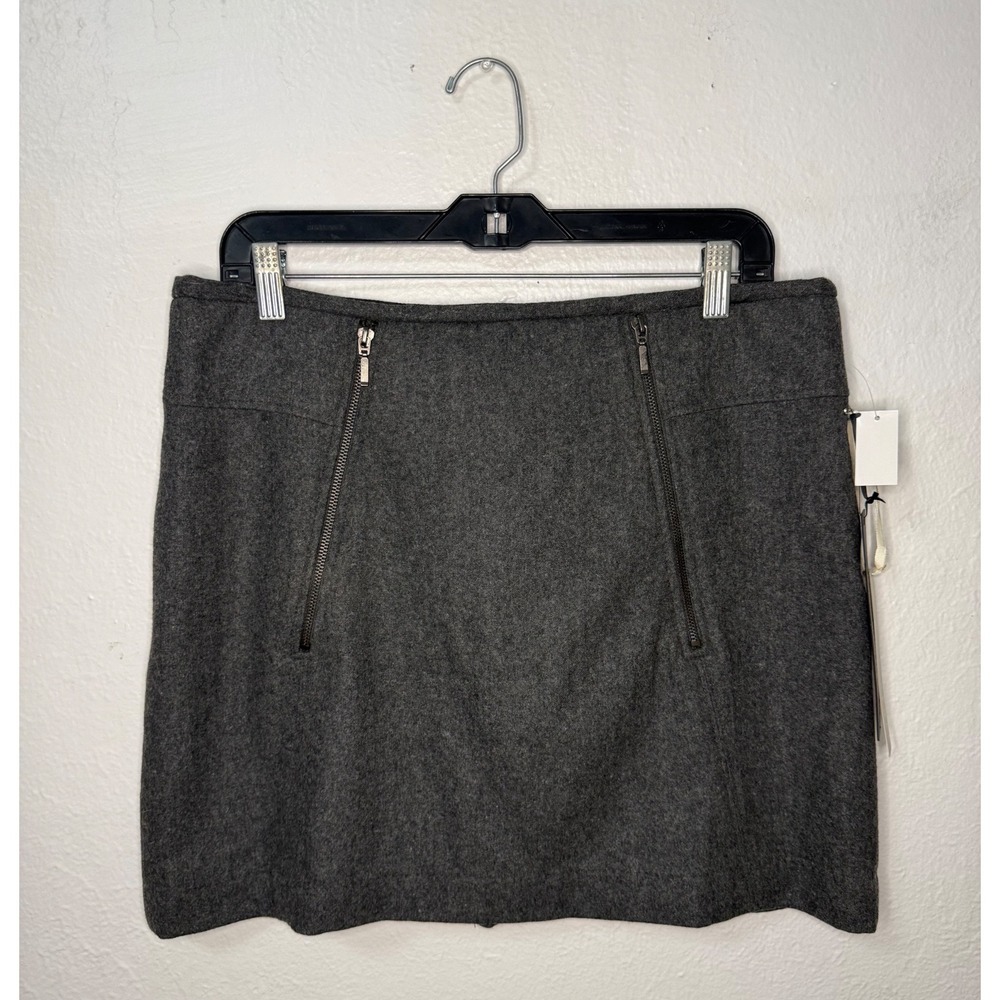Vintage 90s Kenar Women's 12 Wool Blend Mini‎ Moto Skirt Charcoal Grey NEW